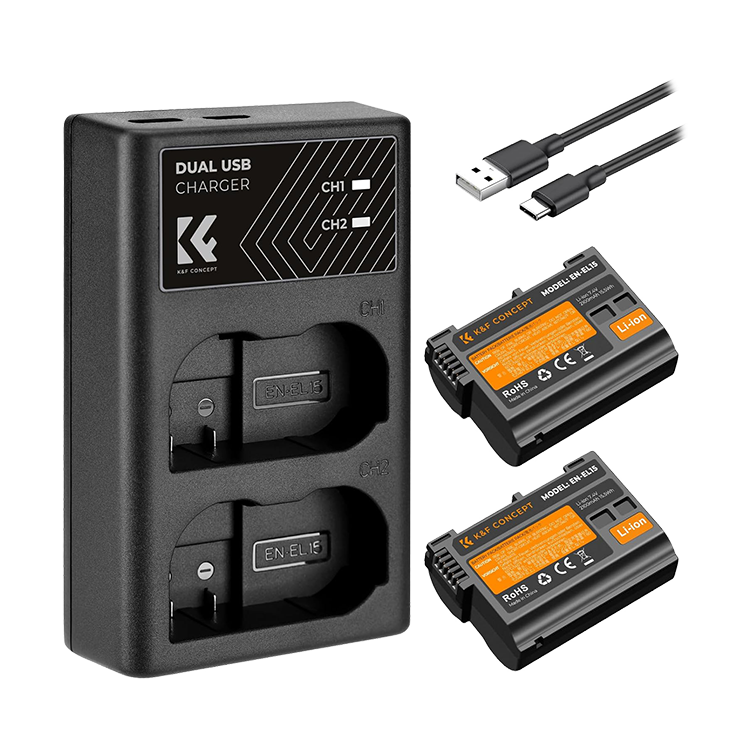 2 аккумулятора EN-EL15 + зарядное устройство K&F Concept KF28.0012 - фото 2 - id-p240177691