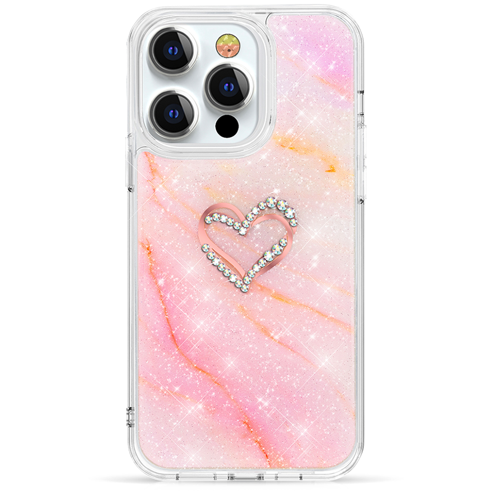 Чехол PQY Shell для iPhone 13 Pro Розовый мрамор