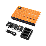 3 аккумулятора + зарядное устройство K&F Concept для GoPro Hero 9/10/11/12, фото 7