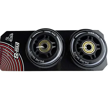 Набор колёс с подшипниками для роликов , черный цвет ,  70 ММ , 2 шт. ,LK002-Ч