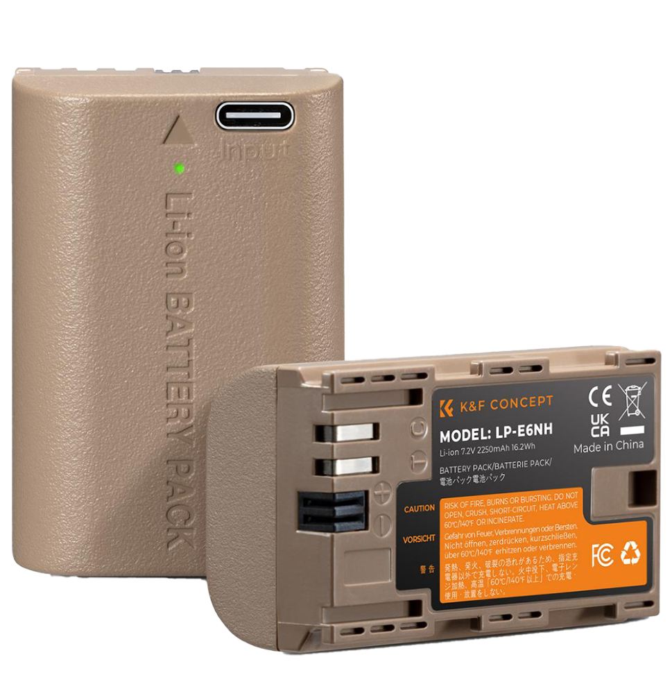 Комплект аккумуляторов K&F Concept LP-E6NH Type-C (2шт)