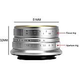 Объектив 7Artisans 25mm F1.8 E-Mount Серебро, фото 6