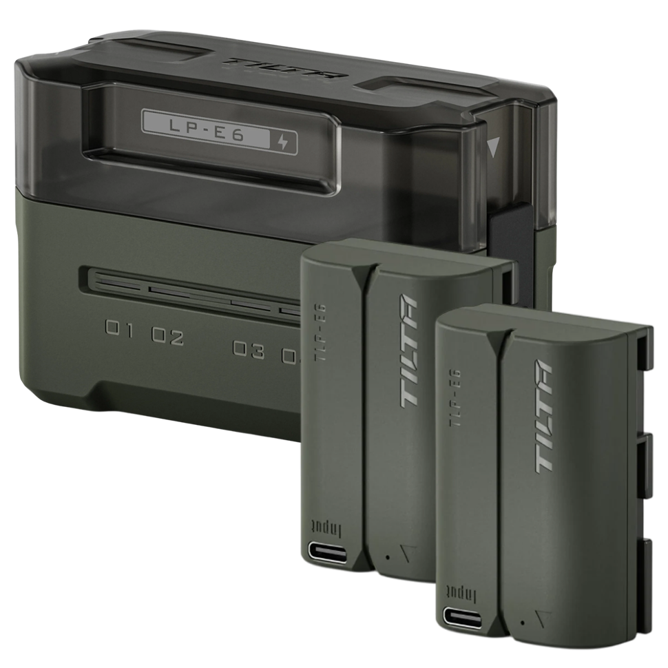 2 аккумулятора LP-E6P + зарядный кейс Tilta Charging Station Зелёный
