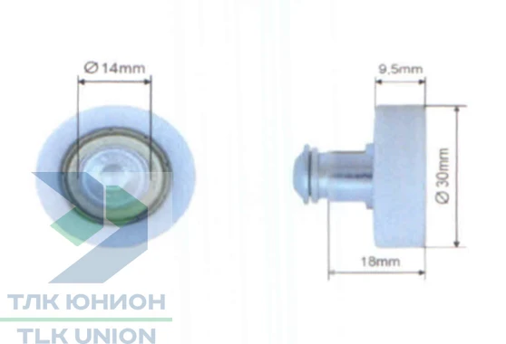 Ролик сдвижной крыши Edscha, 30х9,5 мм, Suer 670730001