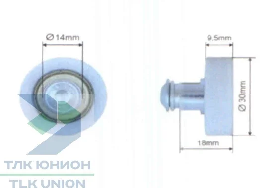 Ролик сдвижной крыши Edscha, 30х9,5 мм, Suer 670730001, фото 2