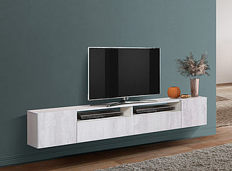 Тумба подвесная Прага (белый/бетон пайн белый) (2,1м.)