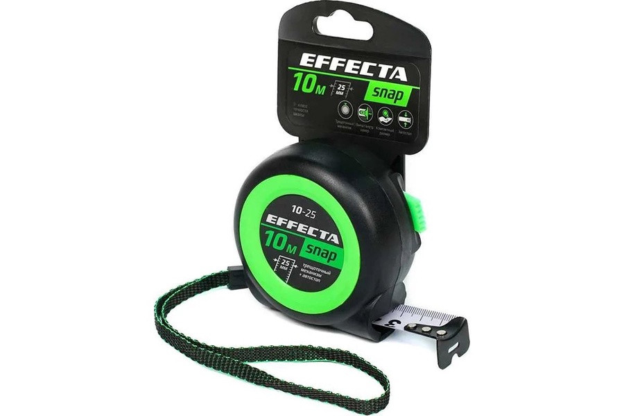 Рулетка EFFECTA SNAP, автостоп, 10м / 25мм