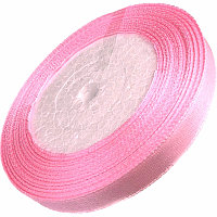 Лента атласная 1 см розовая 23 м на пене