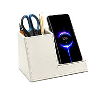 Настольный органайзер Ron c беспроводной зарядкой, белый