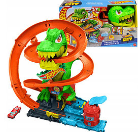 Игровой набор Hot Wheels Трасса Динозавр T-Rex с движущимися глазами JBM73