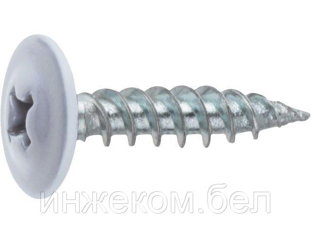 Саморез 4.2х16 мм с прессшайбой, цинк, острый, RAL 9003 (150 шт в пласт. конт.) STARFIX ( цвет сигнальный