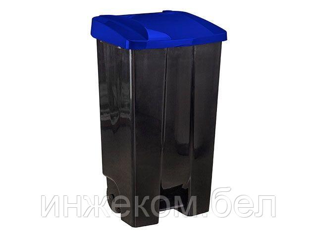 Контейнер для мусора 110л с педалью на колесах (синий) IDEA