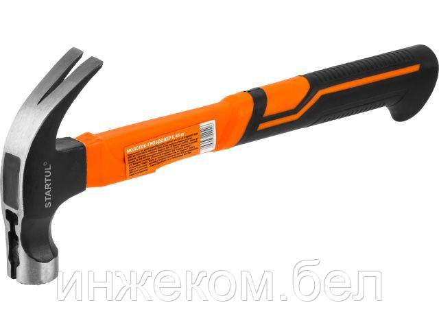 Молоток-гвоздодер 0,45кг с магнитом, фибергл.рукоятка STARTUL PROFI (ST2204-04)