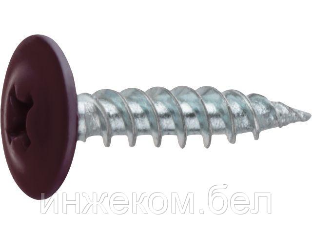 Саморез 4.2х19 мм с прессшайбой, цинк, острый, RAL 3005 (50 шт в зип-локе) STARFIX ( цвет винно-красный)
