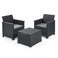 Набор садовой мебели (два кресла, столик) Elodie, графит