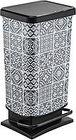 Урна для мусора с педалью Paso 40л, черный/"tiles"