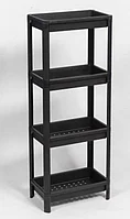 Этажерка для ванной кухни напольная пластиковая VS21 4-х ярусная черный стеллаж для рассады цветов