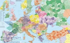 Карта Европы по квадратам с держателем 1400х1000 мм