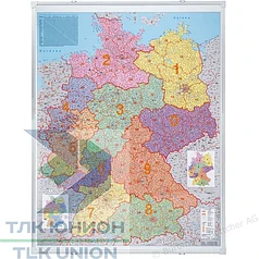 Карта Германии по квадратам с держателем 1400х1000 мм (ВхШ)