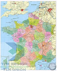 Карта Франции по квадратам с держателем 1400х1000 мм (ВхШ)