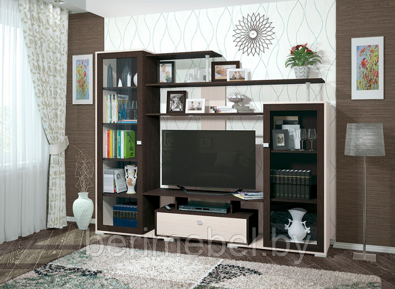 Стенка Соло-5 дуб молочный/венге М Стиль