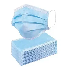 Маска одноразовая трехслойная голубая, 50 шт
