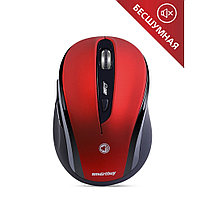 Беспроводная мышь SmartBuy SBM-612AG, 6 кнопок, 2000dpi, бесшумная, питание 2xAA, красная