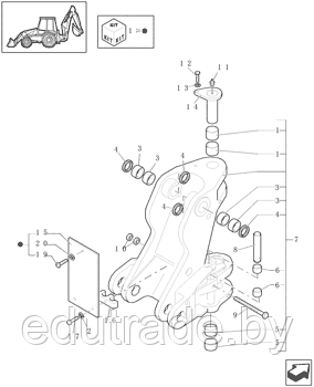 85801025  Сальник в каретку пальца нижнего ГЦ подъема стрелы  New Holland, Case