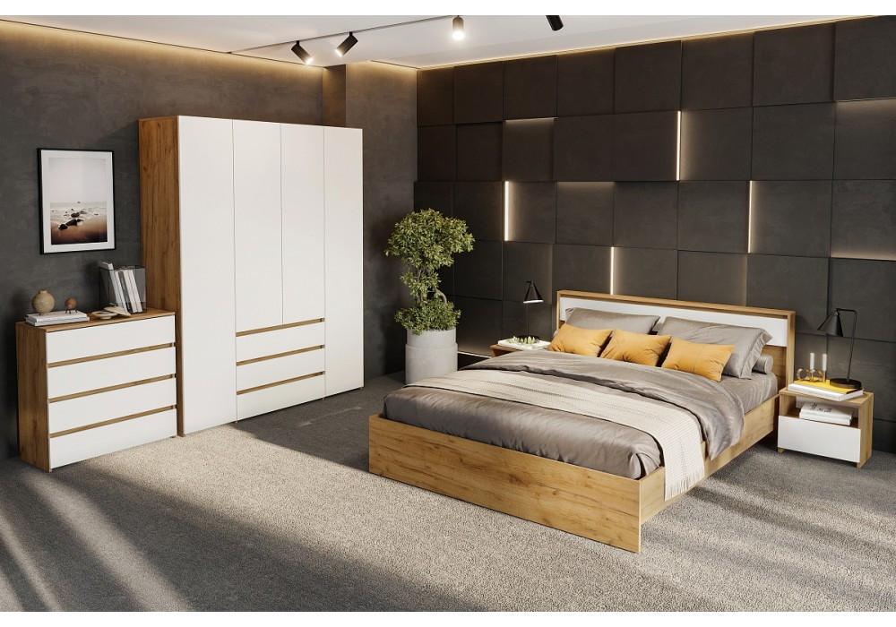 Модульная спальня NN Мебель (МС Некст К) Дуб Золотой/Белый