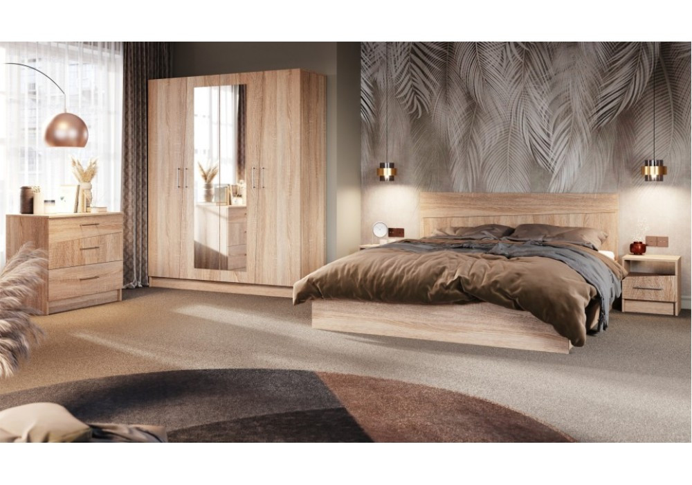 Модульная спальня Антария с 4-х дверным шкафом (Дуб сонома)