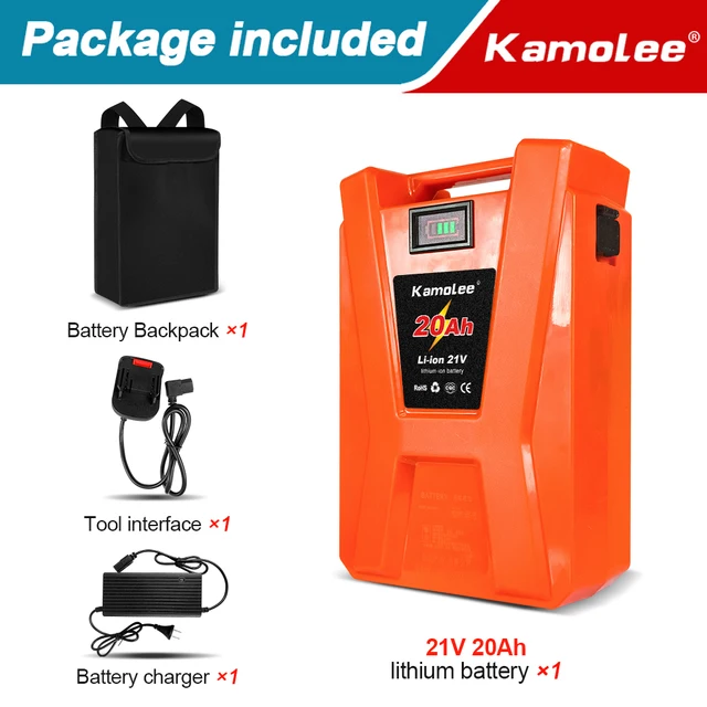 Kamolee 21V 20Ah Рюкзак Аккумулятор Li-ion Аккумулятор BL1860