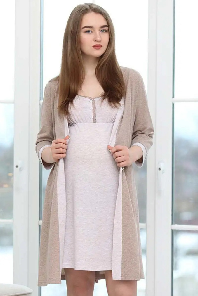 1-НМК 13920 Комплект для беременных и кормящих бежевый/коричневый