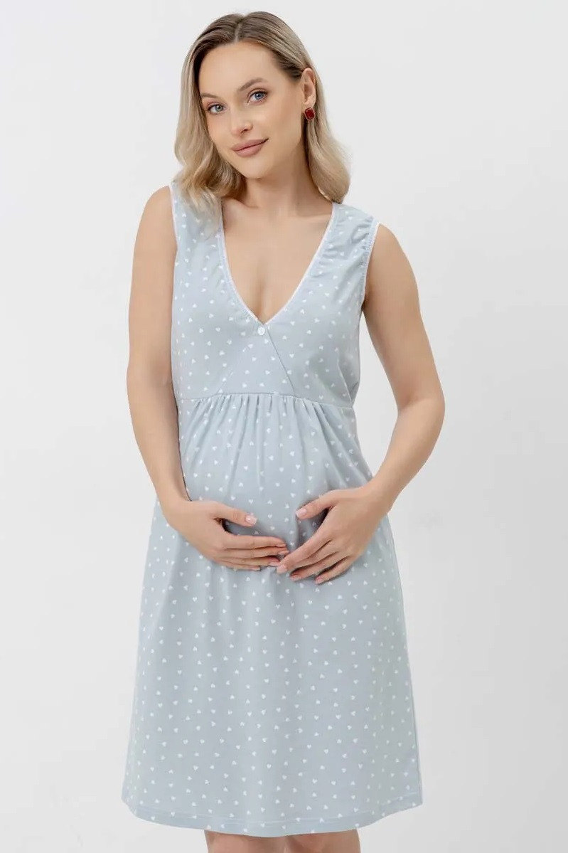 1-НМП 59201 Сорочка для беременных и кормящих серый/белый