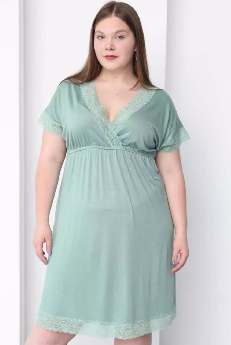 1-ВРП 49609Б Сорочка для беременных и кормящих оливковый(большие размеры)