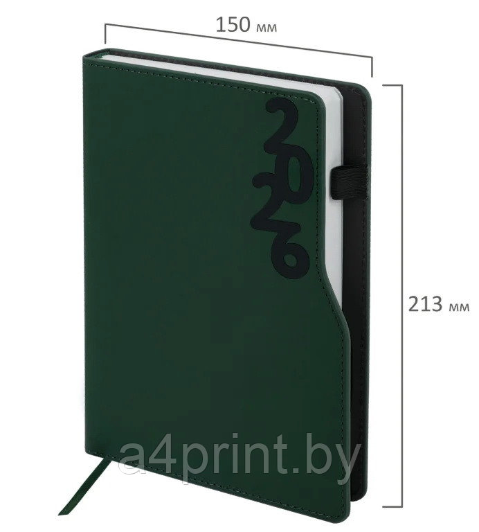 Ежедневник датированный 2026, А5, "Up", под кожу, софт-тач, держатель для ручки