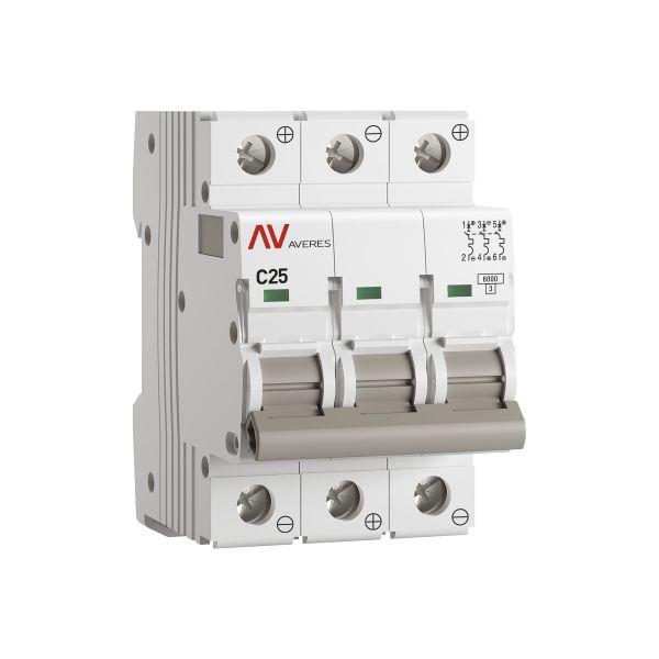 Выключатель автоматический AV-6 DC 3P 25A (C) 6kA EKF AVERES