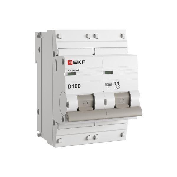 Автоматический выключатель 2P 100А (D) 10kA ВА 47-100 EKF PROxima