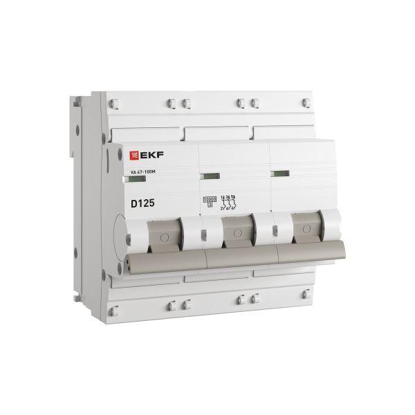 Автоматический выключатель 3P 125А (D) 10kA ВА 47-100M без теплового расцепителя EKF PROxima