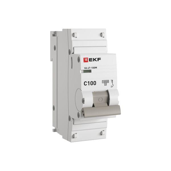 Автоматический выключатель 1P 100А (C) 10kA ВА 47-100M без теплового расцепителя EKF PROxima