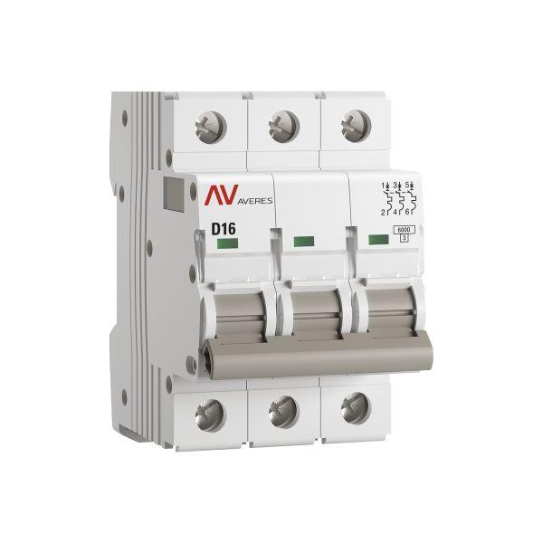 Выключатель автоматический AV-6 3P 16A (D) 6kA EKF AVERES