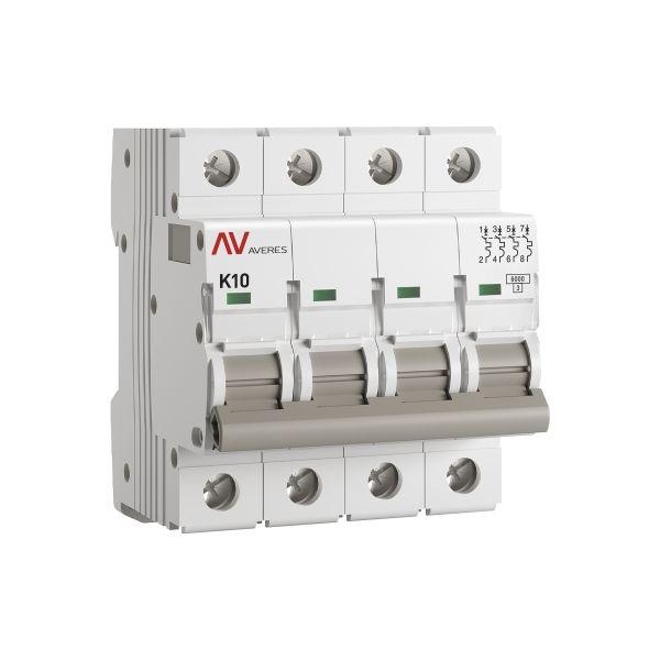 Выключатель автоматический AV-6 4P 10A (K) 6kA EKF AVERES
