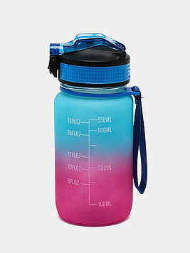 Бутылка спортивная для воды пластиковая, с клапоном цвет РОЗОВО-СИНИЙ 550мл