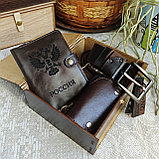 Мужской набор: ремень Beng 4см + универсальная обложка + ключница, фото 3