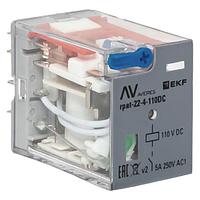 Реле промежуточное с кнопкой и мех, Индикацией RPAt 22/4 5A 110В DC EKF AVERES