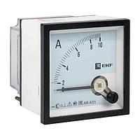 Амперметр AMA-721 аналоговый на панель (72x72) квадратный вырез 10А прямое подкл, EKF