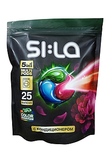 Жидкое моющее средство в капсулах для стирки "SI:LA pods” 25 штук