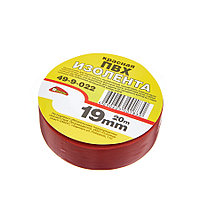 Лента изоляционная, ПВХ, красная, клей - синтет. каучук, 19ммх20м, толщина 130мкм - 49-9-022