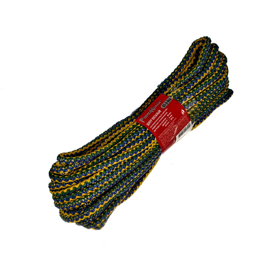 Шнур вязаный  полипропиленовый цветной, сердечник полипропилен, 90кгс , д.6мм, 20м - 51-2-046