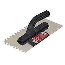 Гладилка зубчатая нержавеющая сталь, пластиковая рукоятка, 130х270мм, зуб 8х8мм - 27-1-008