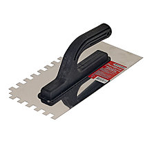 Гладилка зубчатая нержавеющая сталь, пластиковая рукоятка, 130х270мм, зуб 10х10мм - 27-1-010